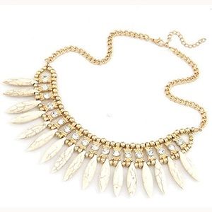 Aqua &White  Choker  Statement Pendant with Chain